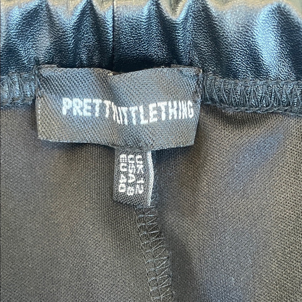 Pretty Little Things Sleek Black Faux Leather Pants. Slit in the bottom. Size 8 - Picture 7 of 7
